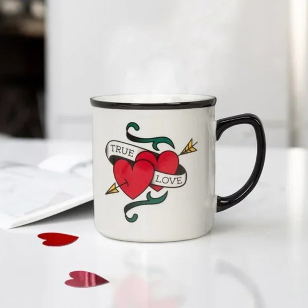 Exclusive "True Love" Tattoo Oversized Stoneware Mug - Oldschool Design